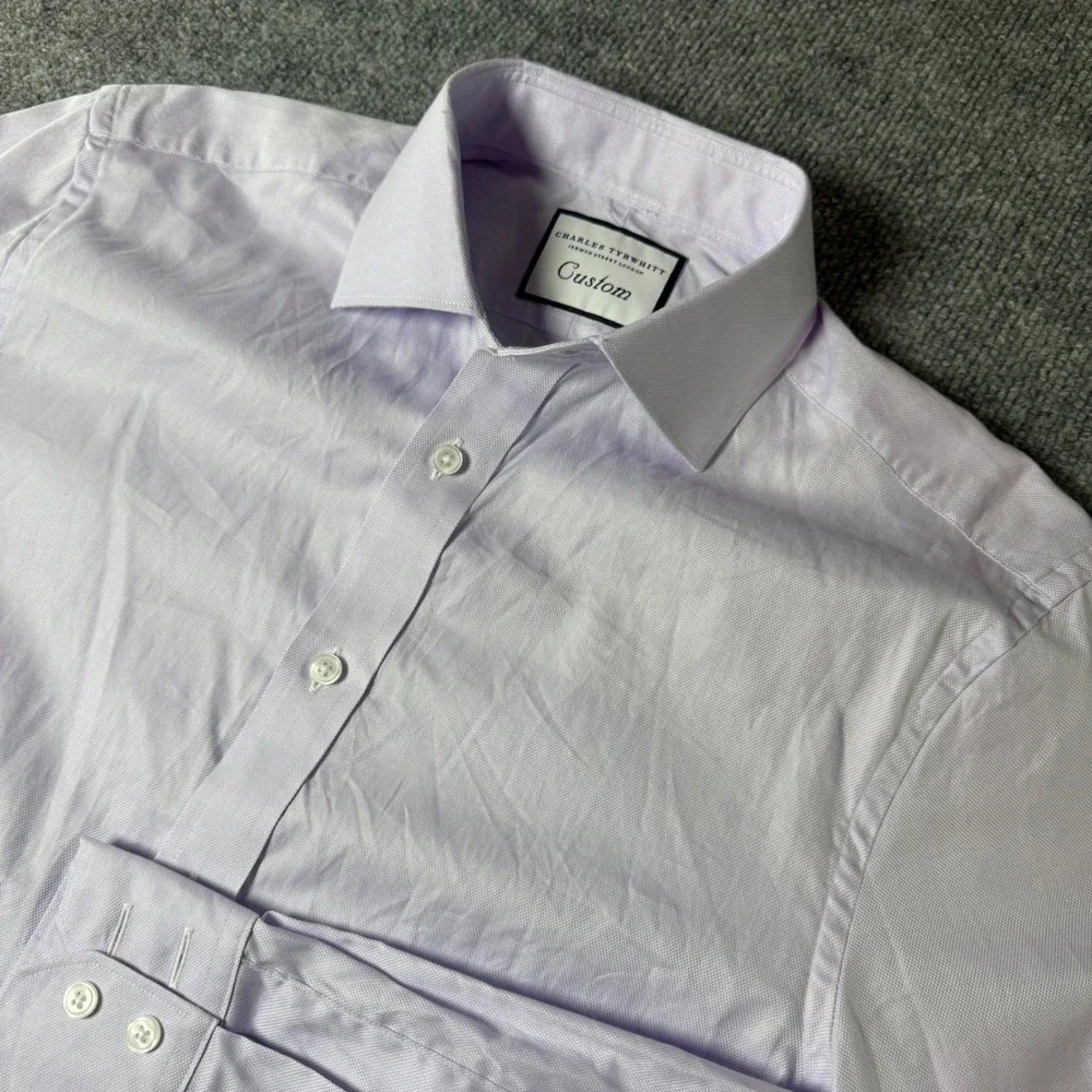 Charles Tyrwhitt Custom Dress Shirt Mens‎ Long Sleeve Lavender Cotton